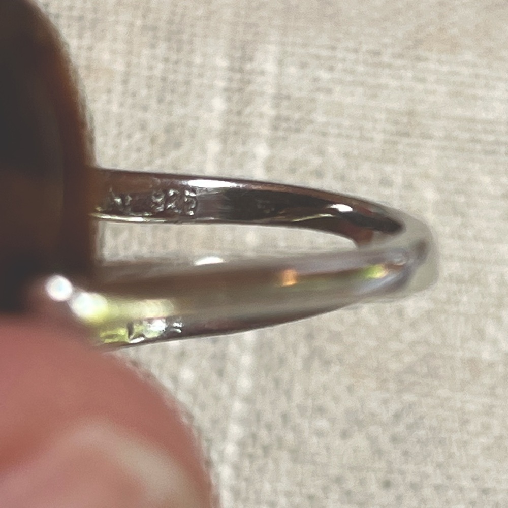 Sterling ring, 3 prong. Tiger eye like faceted stone - Picture 4 of 4